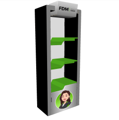 Parametric free standing display with flash shelves