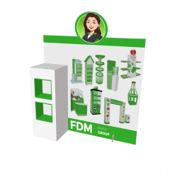 Free standing display with lateral panel