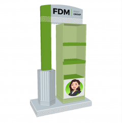 Free standing display with lateral column