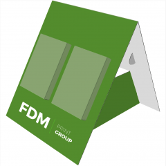 brochure holder with trough